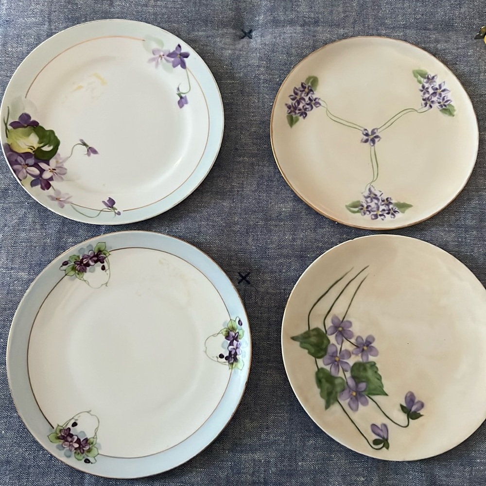 Violet hand painted plates- Instant collection